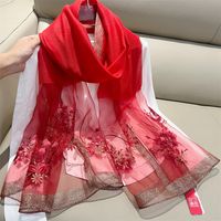 Women's Elegant Flower Polyester Embroidery Silk Scarf main image 4