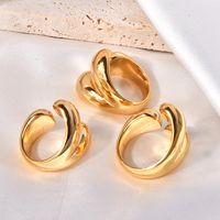 Titanium Steel 18K Gold Plated Simple Style Plating Geometric Open Rings sku image 8