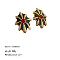 1 Pair Elegant Vintage Style Geometric Enamel Plating Inlay Alloy Artificial Gemstones 18K Gold Plated Ear Studs main image 2