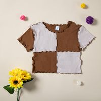 Simple Style Color Block Cotton Blend T-shirts & Blouses sku image 9