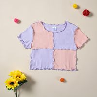 Simple Style Color Block Cotton Blend T-shirts & Blouses main image 6