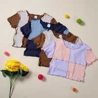 Simple Style Color Block Cotton Blend T-shirts & Blouses main image 1