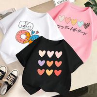 Cute Cartoon Heart Shape Donuts Cotton Polyester T-shirts & Shirts main image 4