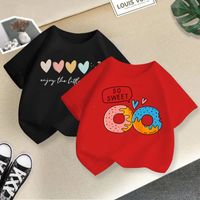 Cute Cartoon Heart Shape Donuts Cotton Polyester T-shirts & Shirts main image 3