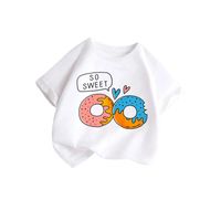 Cute Cartoon Heart Shape Donuts Cotton Polyester T-shirts & Shirts main image 2