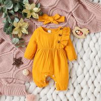 Cute Solid Color Bow Knot Cotton Baby Rompers main image 2