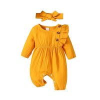 Cute Solid Color Bow Knot Cotton Baby Rompers main image 4