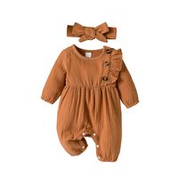 Cute Solid Color Bow Knot Cotton Baby Rompers main image 5