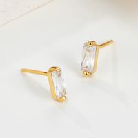 1 Pair Elegant Simple Style Commute Rectangle Plating Inlay Sterling Silver Turquoise Zircon 18k Gold Plated White Gold Plated Ear Studs main image 5
