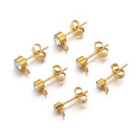 20 PCS/Package Stainless Steel Zircon Round Earrings Accessories Simple Style main image 5