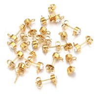 20 PCS/Package Stainless Steel Zircon Round Earrings Accessories Simple Style sku image 6