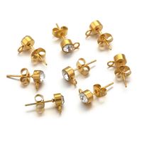 20 PCS/Package Stainless Steel Zircon Round Earrings Accessories Simple Style main image 3