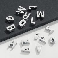 5 Pcs/package Simple Style Letter Stainless Steel Plating Beads Jewelry Accessories main image 2