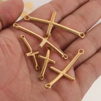 10 Pcs/package Simple Style Cross Stainless Steel Plating Connector Jewelry Accessories main image 5