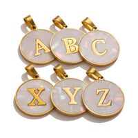 5 Pcs/package Simple Style Round Letter Stainless Steel Plating Inlay Pendant Jewelry Accessories main image 1