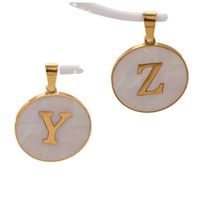 5 Pcs/package Simple Style Round Letter Stainless Steel Plating Inlay Pendant Jewelry Accessories main image 4