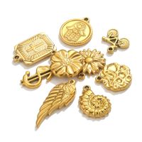5 Pcs/package Simple Style Wings Flower Shell Stainless Steel Plating Pendant Jewelry Accessories main image 2