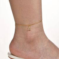 IG Style Letter Copper Plating Inlay Zircon Women's Anklet main image 7