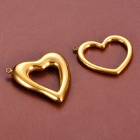 5 Pcs/package Simple Style Heart Shape Stainless Steel Plating Pendant Jewelry Accessories main image 3