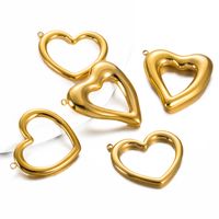5 Pcs/package Simple Style Heart Shape Stainless Steel Plating Pendant Jewelry Accessories main image 1