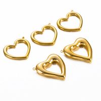 5 Pcs/package Simple Style Heart Shape Stainless Steel Plating Pendant Jewelry Accessories main image 2