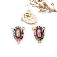 1 Piece Simple Style Human Oval Alloy Enamel Plating Inlay Connector Jewelry Accessories sku image 3