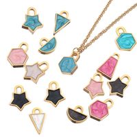 10 Pcs/package Simple Style Geometric Stainless Steel Enamel Pendant Jewelry Accessories main image 1