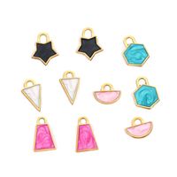 10 Pcs/package Simple Style Geometric Stainless Steel Enamel Pendant Jewelry Accessories main image 4