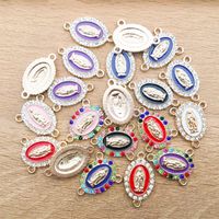 1 Piece Simple Style Human Oval Alloy Enamel Plating Inlay Connector Jewelry Accessories main image 3