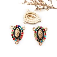 1 Piece Simple Style Human Oval Alloy Enamel Plating Inlay Connector Jewelry Accessories sku image 6