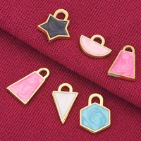 10 Pcs/package Simple Style Geometric Stainless Steel Enamel Pendant Jewelry Accessories main image 2