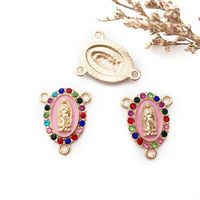 1 Piece Simple Style Human Oval Alloy Enamel Plating Inlay Connector Jewelry Accessories sku image 4