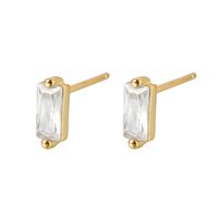 1 Pair Elegant Simple Style Commute Rectangle Plating Inlay Sterling Silver Turquoise Zircon 18k Gold Plated White Gold Plated Ear Studs sku image 1
