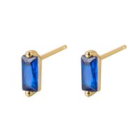 1 Pair Elegant Simple Style Commute Rectangle Plating Inlay Sterling Silver Turquoise Zircon 18k Gold Plated White Gold Plated Ear Studs sku image 6