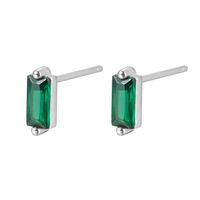1 Pair Elegant Simple Style Commute Rectangle Plating Inlay Sterling Silver Turquoise Zircon 18k Gold Plated White Gold Plated Ear Studs sku image 9