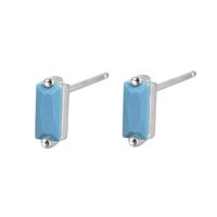1 Pair Elegant Simple Style Commute Rectangle Plating Inlay Sterling Silver Turquoise Zircon 18k Gold Plated White Gold Plated Ear Studs sku image 11