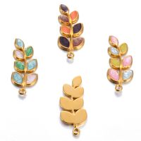 5 Pcs/package Simple Style Leaves Stainless Steel Enamel Plating Jewelry Accessories main image 5