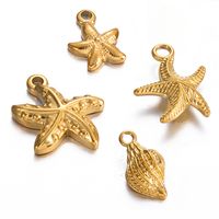 A Pack Of 6 Casual Beach Starfish Conch Stainless Steel Plating Jewelry Accessories main image 6