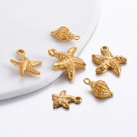 A Pack Of 6 Casual Beach Starfish Conch Stainless Steel Plating Jewelry Accessories main image 1