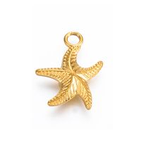 A Pack Of 6 Casual Beach Starfish Conch Stainless Steel Plating Jewelry Accessories sku image 2