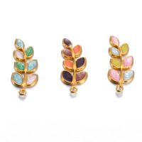 5 Pcs/package Simple Style Leaves Stainless Steel Enamel Plating Jewelry Accessories main image 6