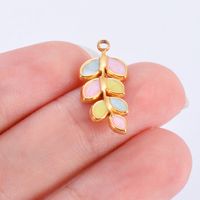 5 Pcs/package Simple Style Leaves Stainless Steel Enamel Plating Jewelry Accessories main image 3