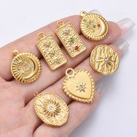 5 Pcs/package Simple Style Star Moon Heart Shape Stainless Steel Plating Inlay Pendant Jewelry Accessories main image 3
