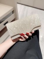 Apricot Silver Polyester Solid Color Rhinestone Square Evening Bags main image 3