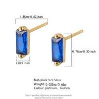 1 Pair Elegant Simple Style Commute Rectangle Plating Inlay Sterling Silver Turquoise Zircon 18k Gold Plated White Gold Plated Ear Studs main image 2