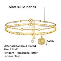 Vacation Hexagon Letter Copper Layered Plating 14k Gold Plated Women's Anklet main image 2
