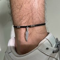 Simple Style Feather Stainless Steel Men's Anklet main image 1