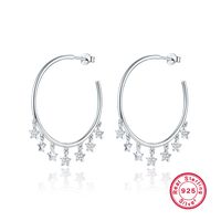 1 Pair Sweet Simple Style Shiny Circle Star Plating Inlay Sterling Silver Zircon White Gold Plated Drop Earrings main image 6