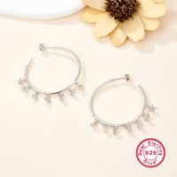 1 Pair Sweet Simple Style Shiny Circle Star Plating Inlay Sterling Silver Zircon White Gold Plated Drop Earrings main image 3
