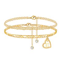 Vacation Letter Heart Shape Copper Layered Plating 14k Gold Plated Women's Anklet sku image 5